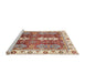 Sideview of Machine Washable Abstract Fire Brick Red Rug, wshabs3264