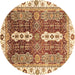 Round Abstract Brown Modern Rug, abs3264brn