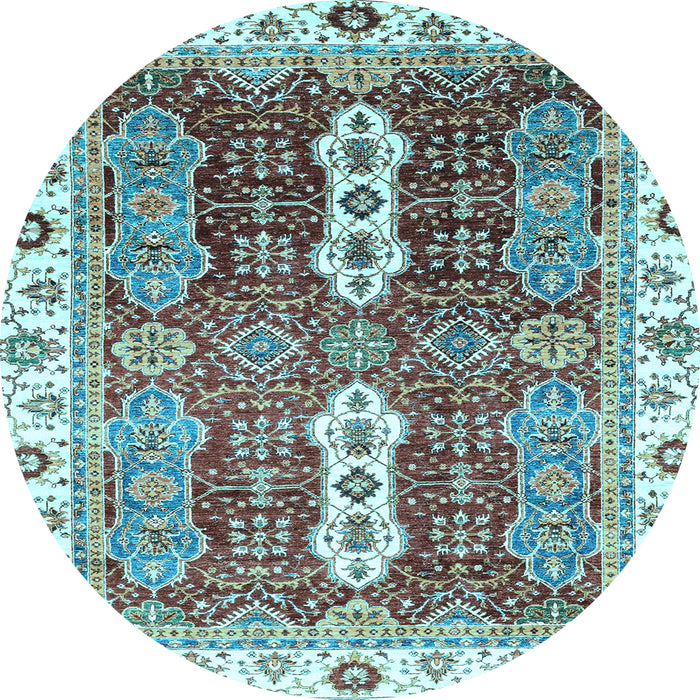 Round Abstract Light Blue Modern Rug, abs3264lblu