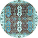 Round Abstract Light Blue Modern Rug, abs3264lblu