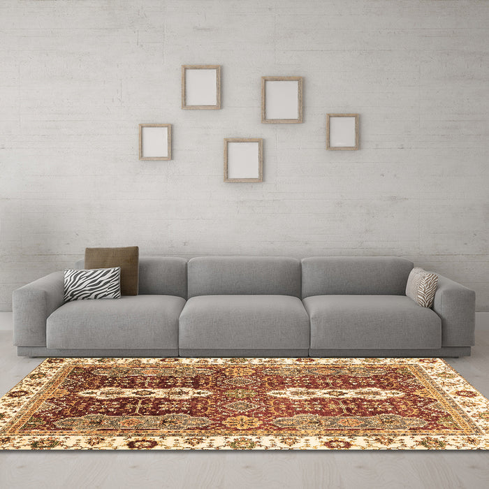 Machine Washable Abstract Brown Modern Rug in a Living Room,, wshabs3264brn