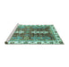 Sideview of Machine Washable Abstract Turquoise Modern Area Rugs, wshabs3264turq