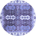 Round Machine Washable Abstract Blue Modern Rug, wshabs3264blu