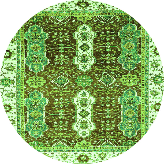 Round Machine Washable Abstract Green Modern Area Rugs, wshabs3264grn