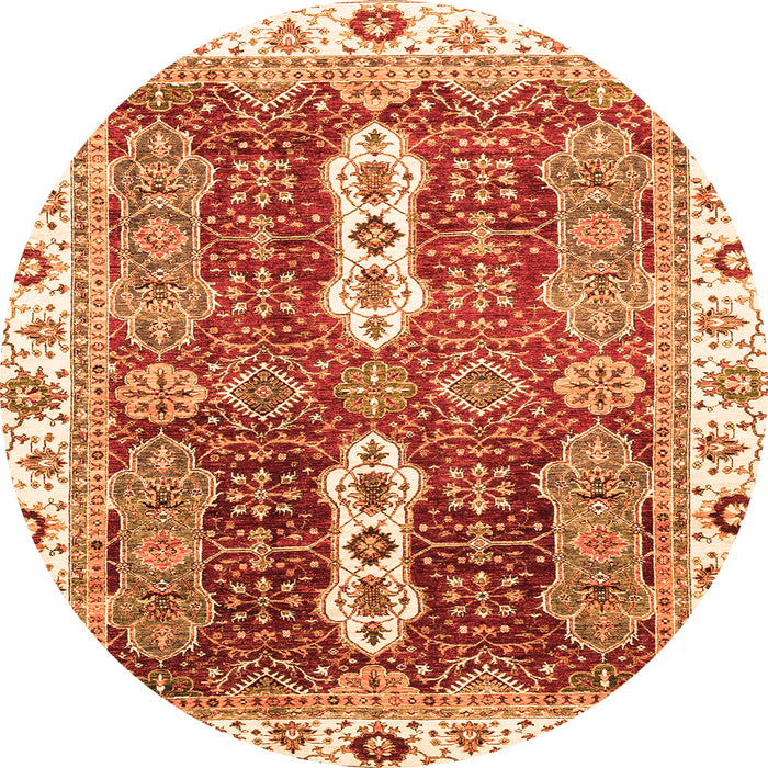 Round Abstract Orange Modern Rug, abs3264org
