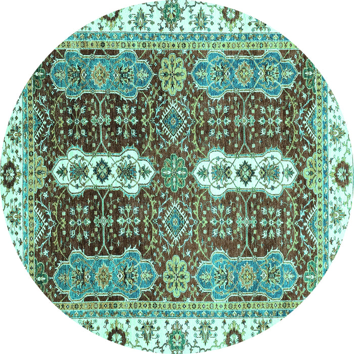 Round Abstract Turquoise Modern Rug, abs3264turq