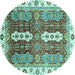 Round Abstract Turquoise Modern Rug, abs3264turq