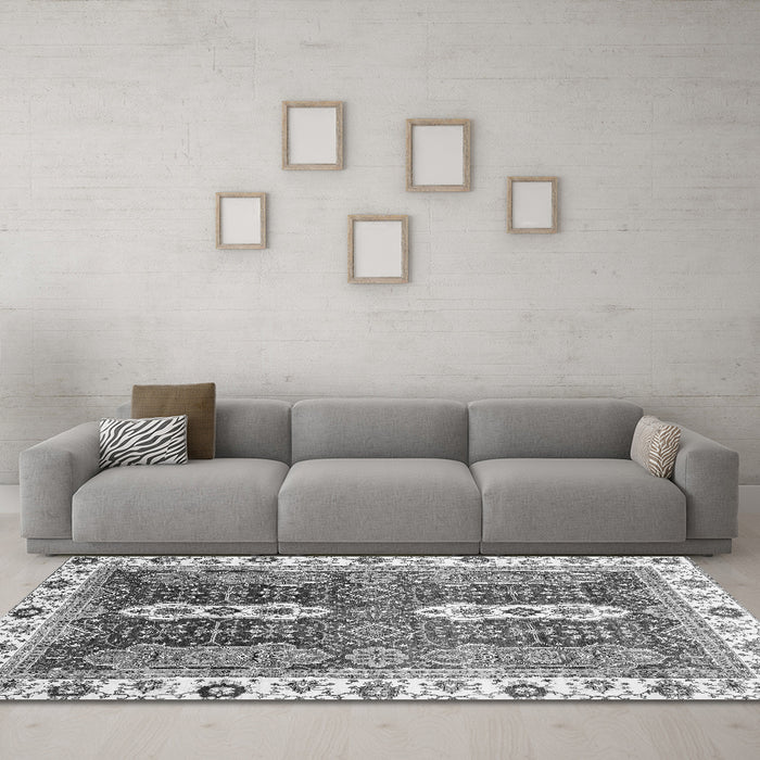 Machine Washable Abstract Gray Modern Rug in a Living Room,, wshabs3264gry