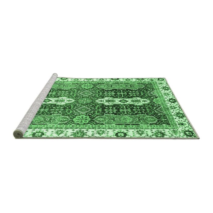 Sideview of Machine Washable Abstract Emerald Green Modern Area Rugs, wshabs3264emgrn