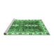 Sideview of Machine Washable Abstract Emerald Green Modern Area Rugs, wshabs3264emgrn