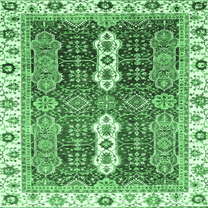 Square Machine Washable Abstract Emerald Green Modern Area Rugs, wshabs3264emgrn