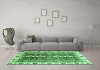 Machine Washable Abstract Emerald Green Modern Rug, wshabs3264emgrn