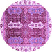 Round Machine Washable Abstract Purple Modern Area Rugs, wshabs3264pur