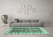 Machine Washable Abstract Turquoise Modern Area Rugs in a Living Room,, wshabs3264turq