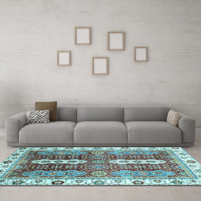 Machine Washable Abstract Light Blue Modern Rug in a Living Room, wshabs3264lblu