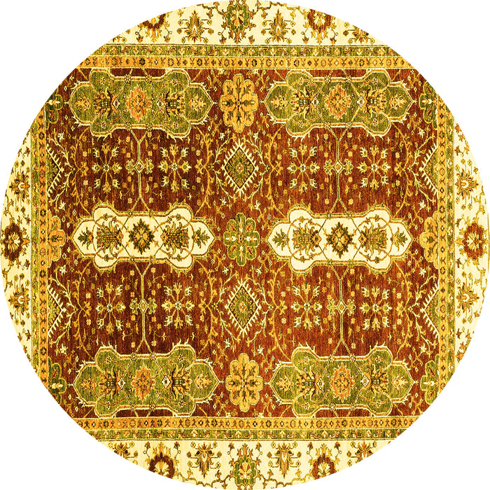 Round Machine Washable Abstract Yellow Modern Rug, wshabs3264yw