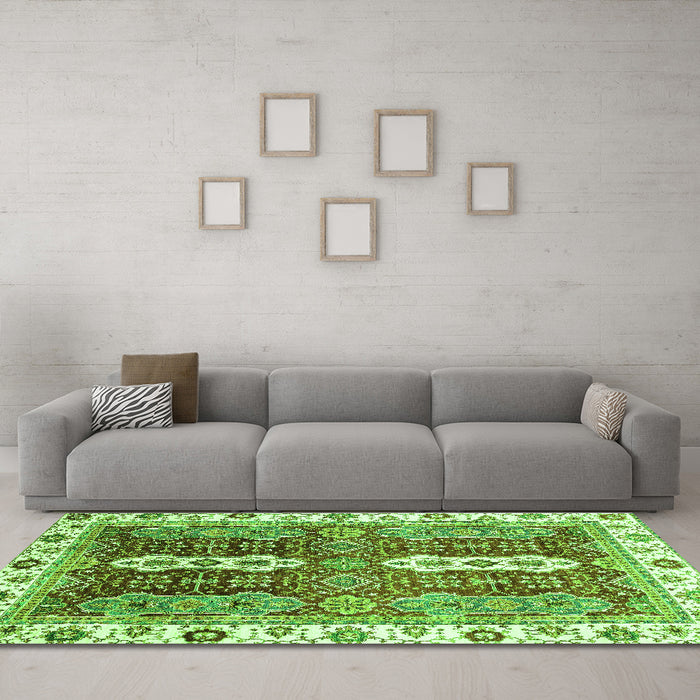 Machine Washable Abstract Green Modern Area Rugs in a Living Room,, wshabs3264grn