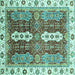 Square Abstract Turquoise Modern Rug, abs3264turq