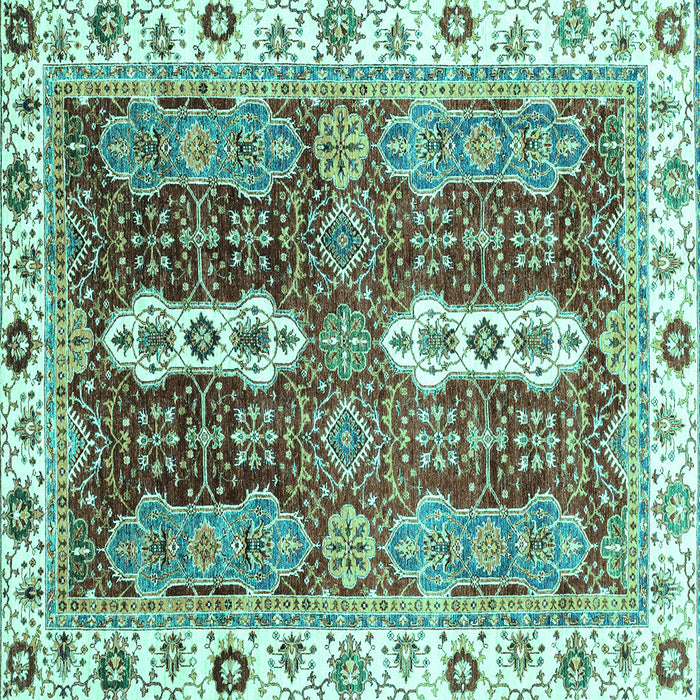 Square Machine Washable Abstract Turquoise Modern Area Rugs, wshabs3264turq