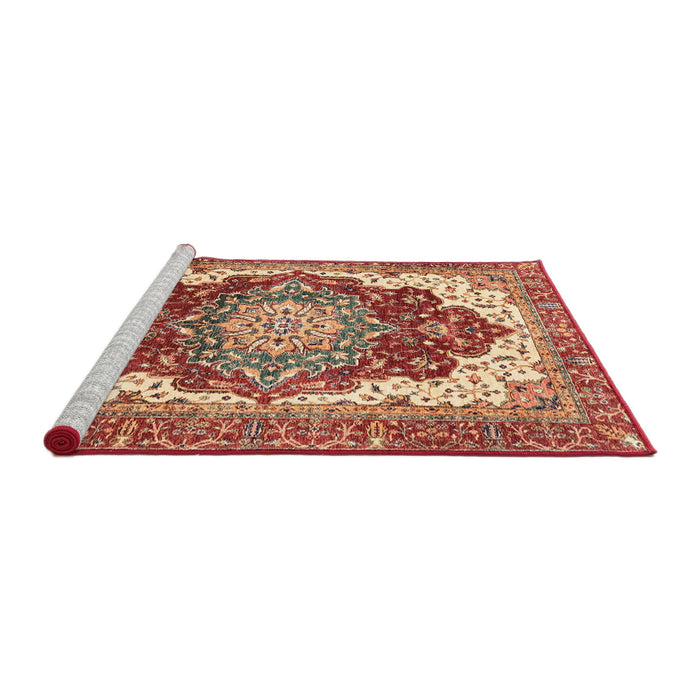 Sideview of Machine Washable Abstract Red Rug, wshabs3265
