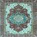 Square Machine Washable Persian Light Blue Traditional Rug, wshabs3265lblu