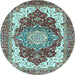 Round Machine Washable Persian Light Blue Traditional Rug, wshabs3265lblu