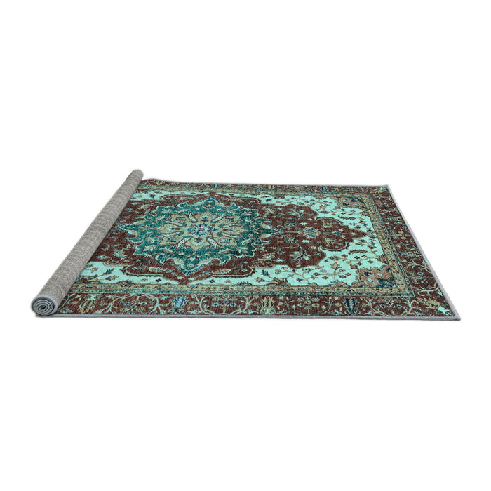 Sideview of Machine Washable Persian Light Blue Traditional Rug, wshabs3265lblu