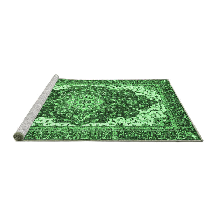 Sideview of Machine Washable Persian Emerald Green Traditional Area Rugs, wshabs3265emgrn