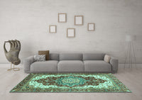 Machine Washable Persian Turquoise Traditional Rug, wshabs3265turq