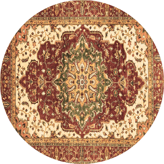 Round Machine Washable Persian Brown Traditional Rug, wshabs3265brn