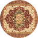 Round Machine Washable Persian Brown Traditional Rug, wshabs3265brn