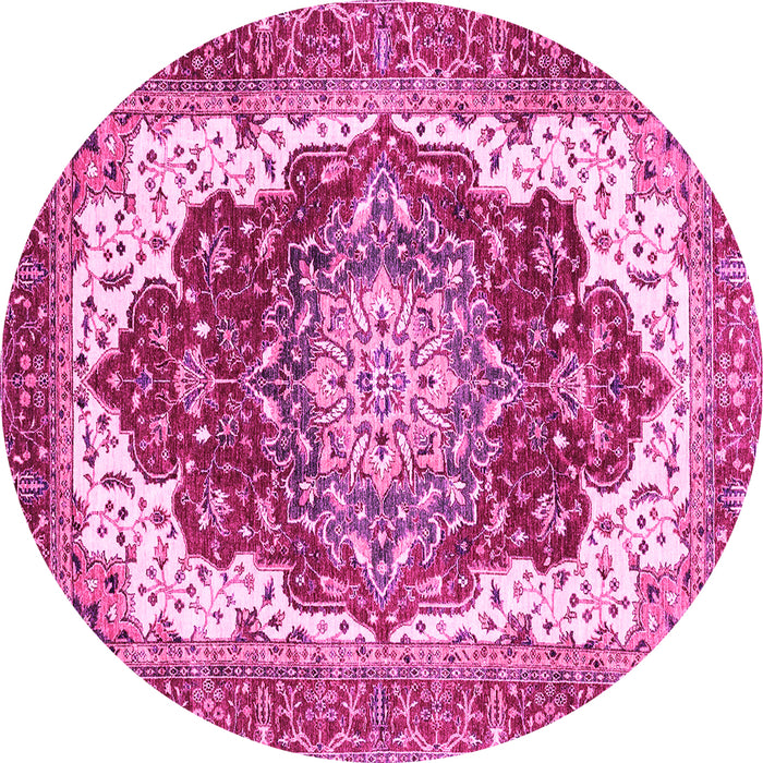 Round Machine Washable Persian Pink Traditional Rug, wshabs3265pnk