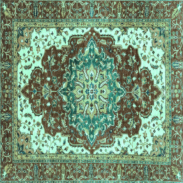 Square Machine Washable Persian Turquoise Traditional Area Rugs, wshabs3265turq
