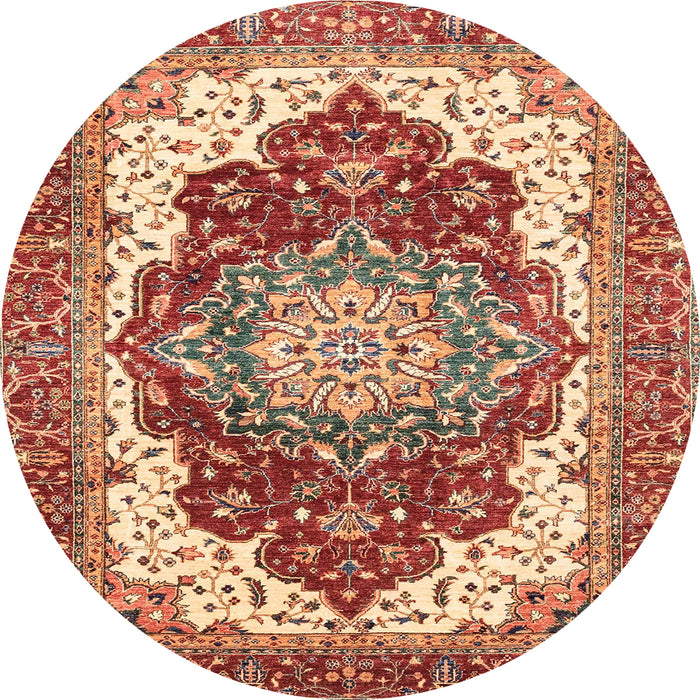 Round Machine Washable Abstract Red Rug, wshabs3265