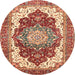 Round Machine Washable Abstract Red Rug, wshabs3265