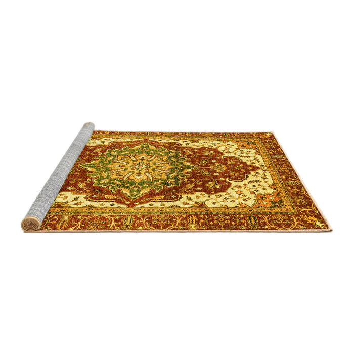 Sideview of Machine Washable Persian Yellow Traditional Rug, wshabs3265yw