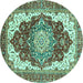 Round Persian Turquoise Traditional Rug, abs3265turq