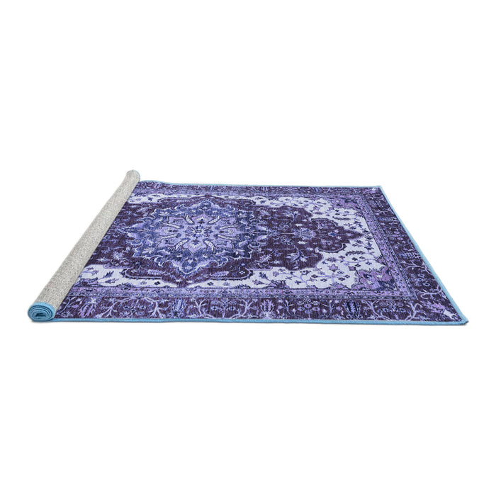 Sideview of Machine Washable Persian Blue Traditional Rug, wshabs3265blu