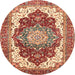 Round Abstract Red Persian Rug, abs3265