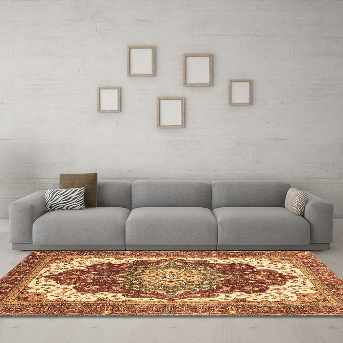 Machine Washable Persian Brown Traditional Rug in a Living Room,, wshabs3265brn