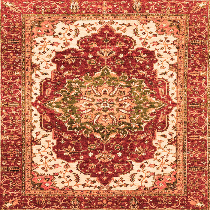 Square Machine Washable Persian Orange Traditional Area Rugs, wshabs3265org
