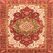 Square Machine Washable Persian Orange Traditional Area Rugs, wshabs3265org