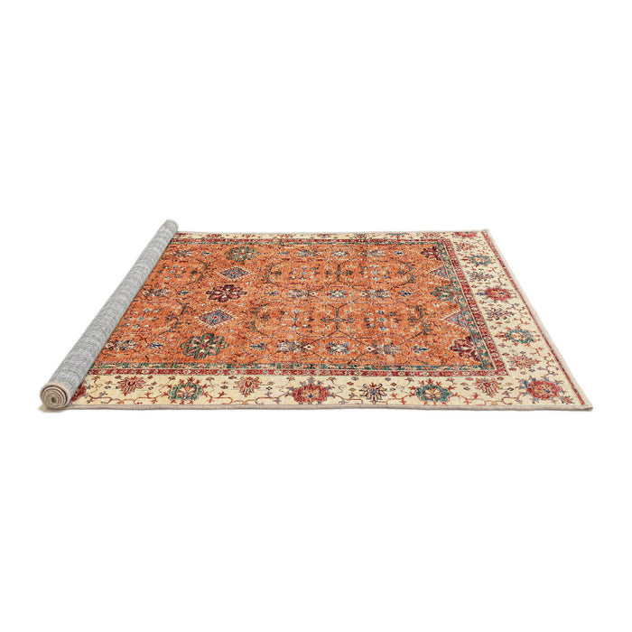 Sideview of Machine Washable Abstract Red Rug, wshabs3266