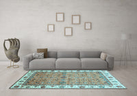 Machine Washable Oriental Light Blue Traditional Rug, wshabs3266lblu