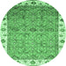 Round Oriental Emerald Green Traditional Rug, abs3266emgrn