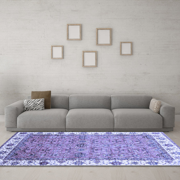 Machine Washable Oriental Blue Traditional Rug in a Living Room, wshabs3266blu