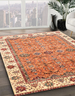Abstract Red Oriental Rug in Family Room, abs3266