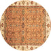 Round Machine Washable Oriental Brown Traditional Rug, wshabs3266brn