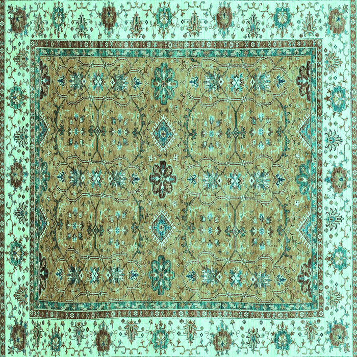 Square Oriental Turquoise Traditional Rug, abs3266turq