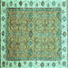 Square Oriental Turquoise Traditional Rug, abs3266turq